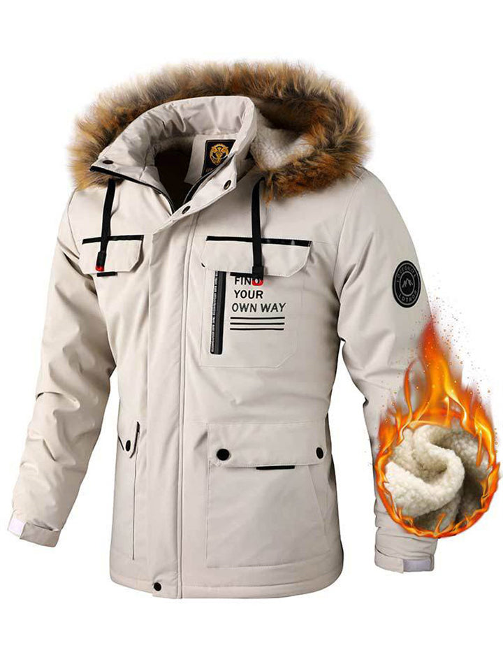 Men's Thicken Warm Plush Coats with Detachable Hood for Cold Winter 