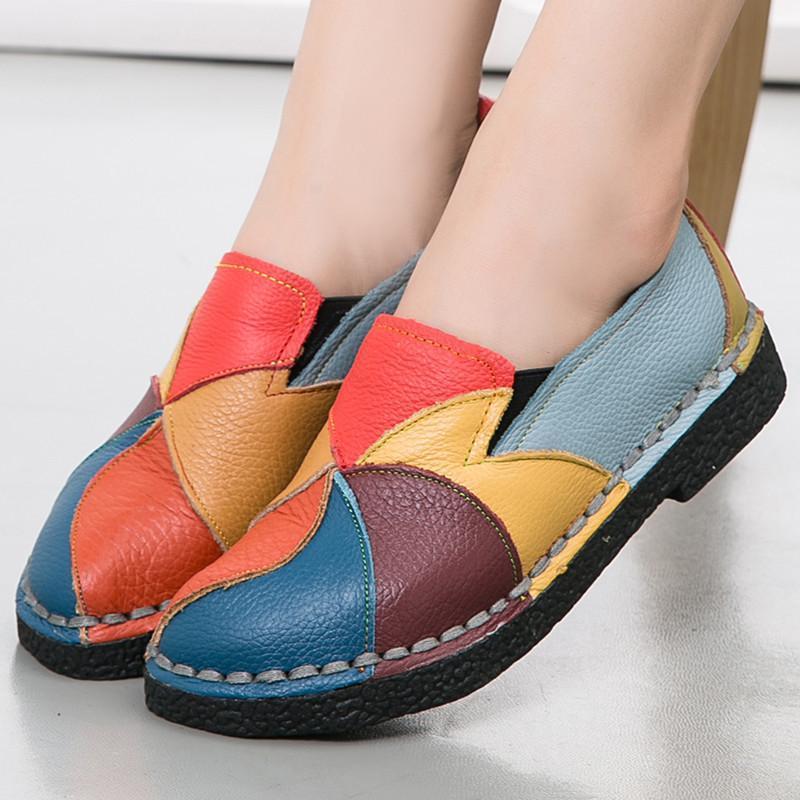 Colorful Genuine Leather Casual Loafers Summer Shoes
