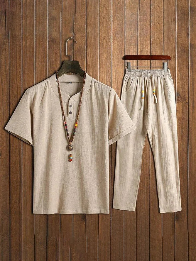 Men's Summer Comfy Cotton Linen Set Outfits