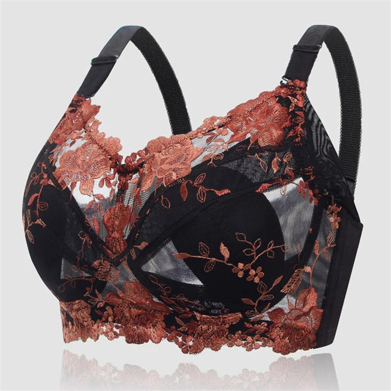 Flower Embroidered Jacquard Wireless Lace Bras