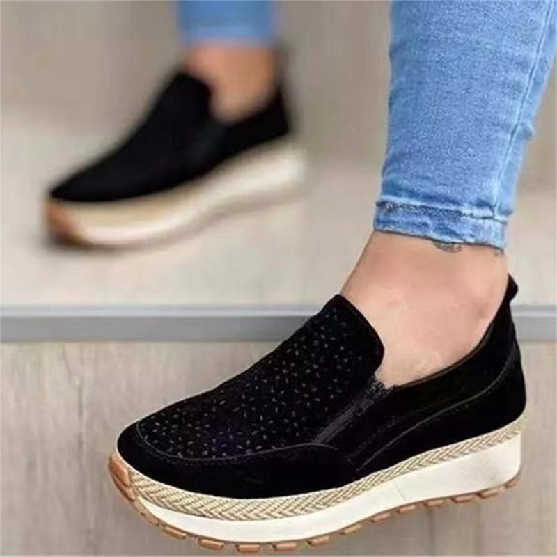 Side Zipper Design Slip On Style Solid Color Round Toe Soft Sole Flat-Heel Loafers