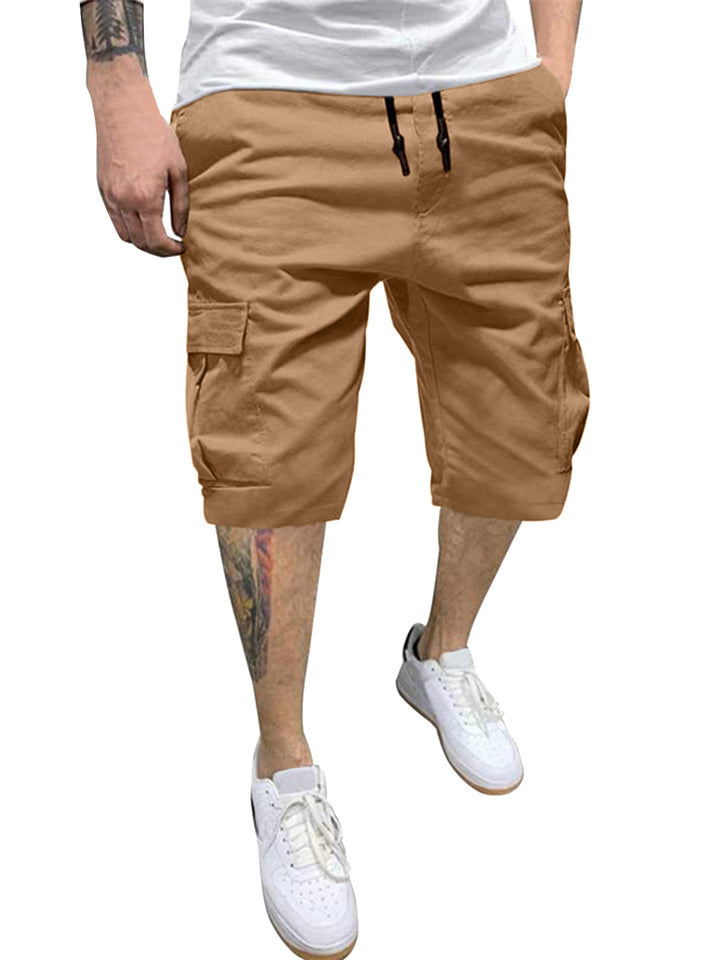 Men's Holiday Relaxed Lace Up Cotton Blend Summer Cargo Shorts