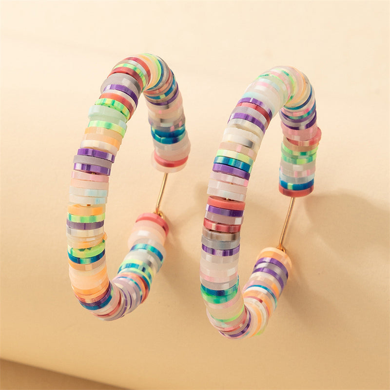 Simple C-shaped Circle Coloured Female Earrings