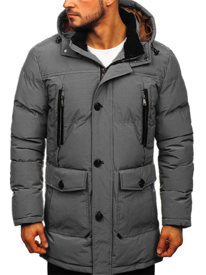 Men's Thickened Warm Puffer Coat with Detachable Hood