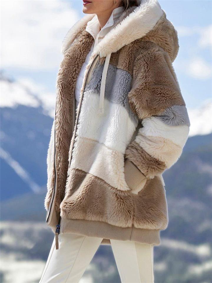 Women's Cozy Zip Up Hooded Fleece Coat for Winter