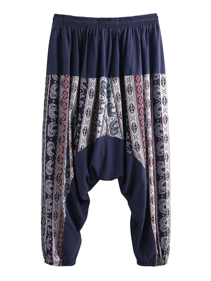 Mens Floral Printing Casual Baggy Harem Pants ENCESTRAL