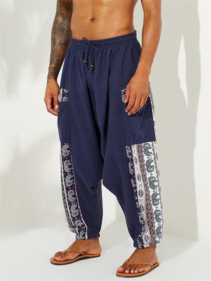 Mens Floral Printing Casual Baggy Harem Pants ENCESTRAL