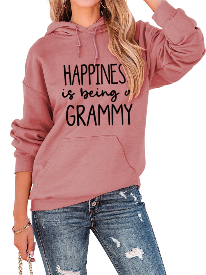 Women's Casual Letter Printed Drawstring Loose Pullover Hoodies