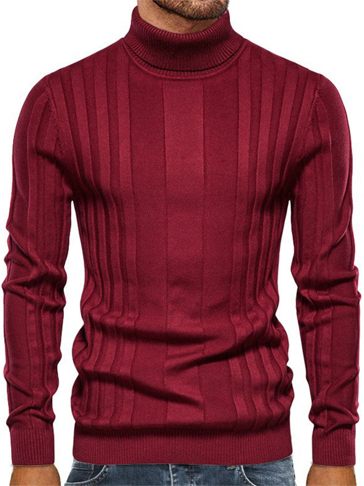 Men's High Collar Casual Knitted Sweater Tops