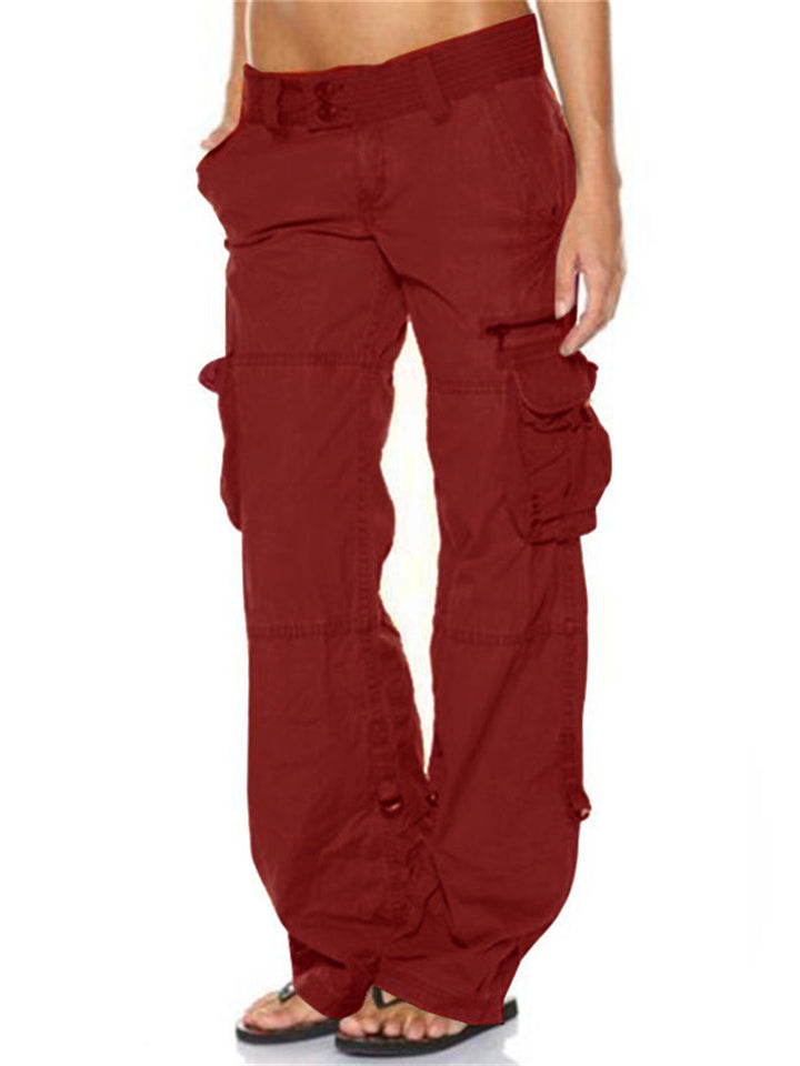 Women's Wide Leg Cargo Work Pants With Multiple Pockets