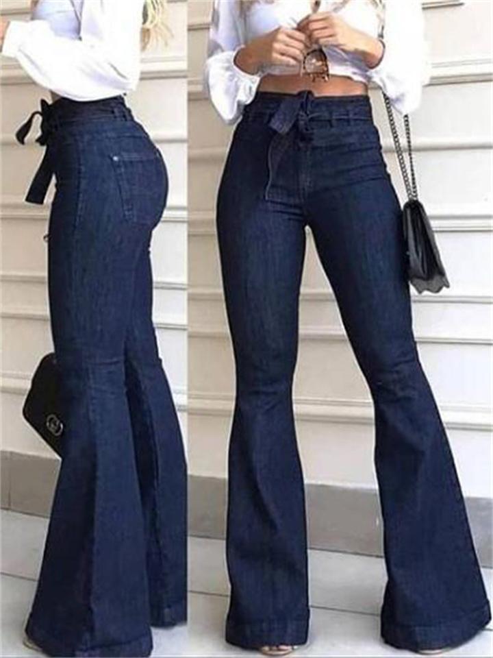 On-Trendy High-waisted Flared Bell-Bottoms  Wide-Leg Jeans