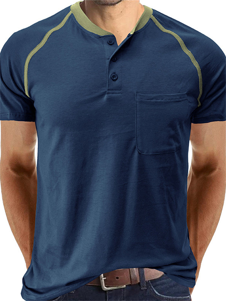 Men's Classic Daily Wear Round Neck Henley Shirts