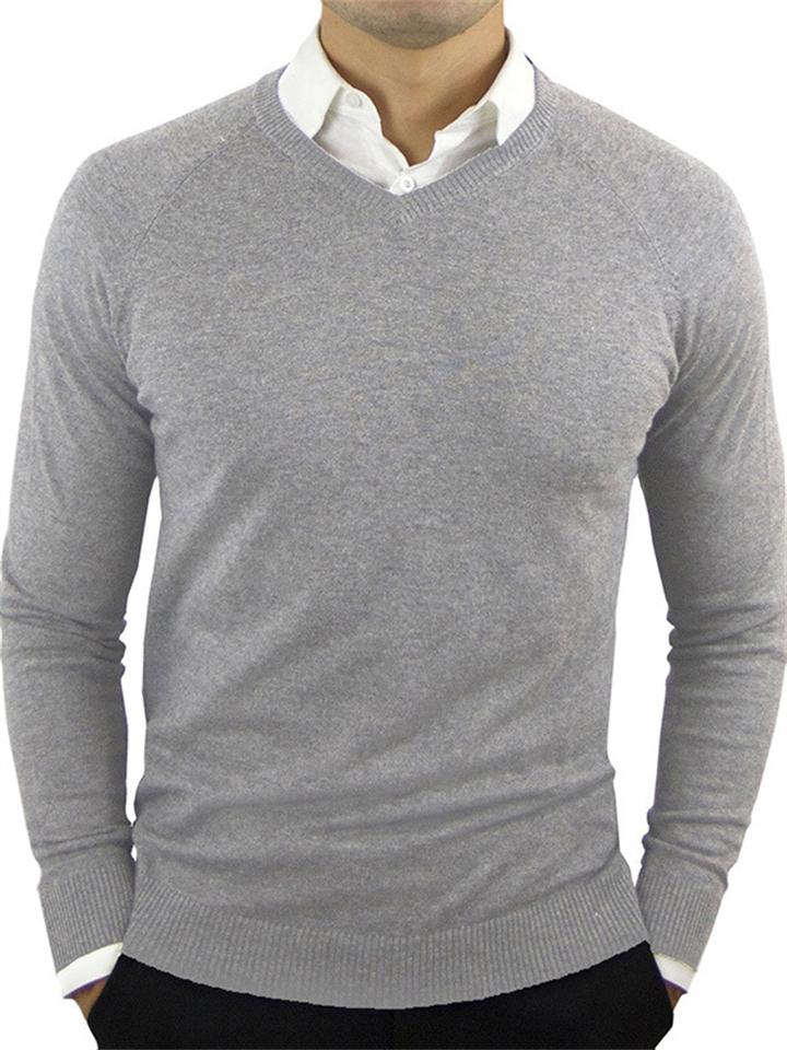 Men's Casual V Neck Thermal Knitted Slim Sweaters