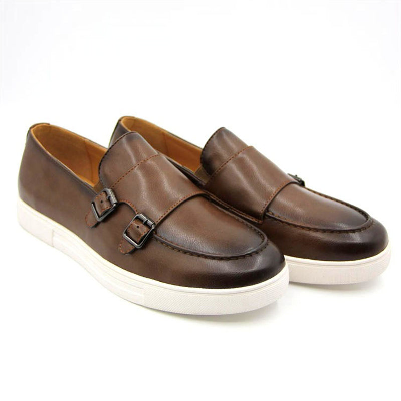 Retro Leisure Buckle Up Flat Slip-on Shoes for Men