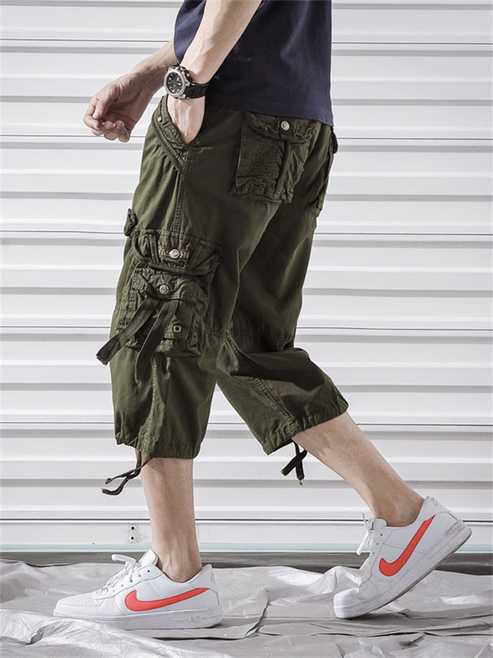 Men’s Relaxed Fit Below Knee 3/4 Length Cargo Shorts