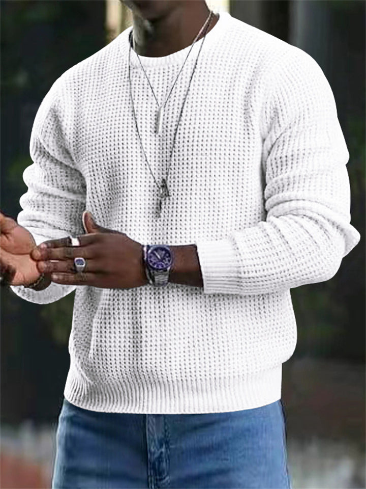 Men's Casual Round Neck Pullover Knitted Shirts