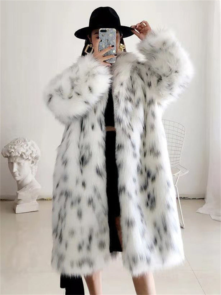 Women's Fashion Faux Fox Fur Long Coats for Winter