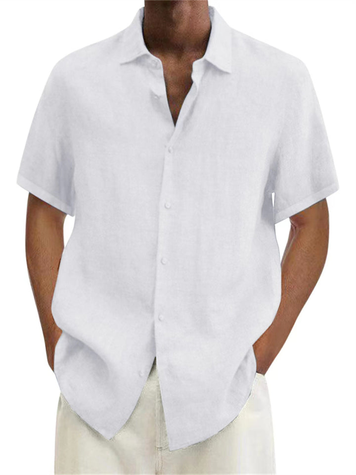 Summer Sandy Beach Men's Lapel Button Down Short Sleeve Shirt
