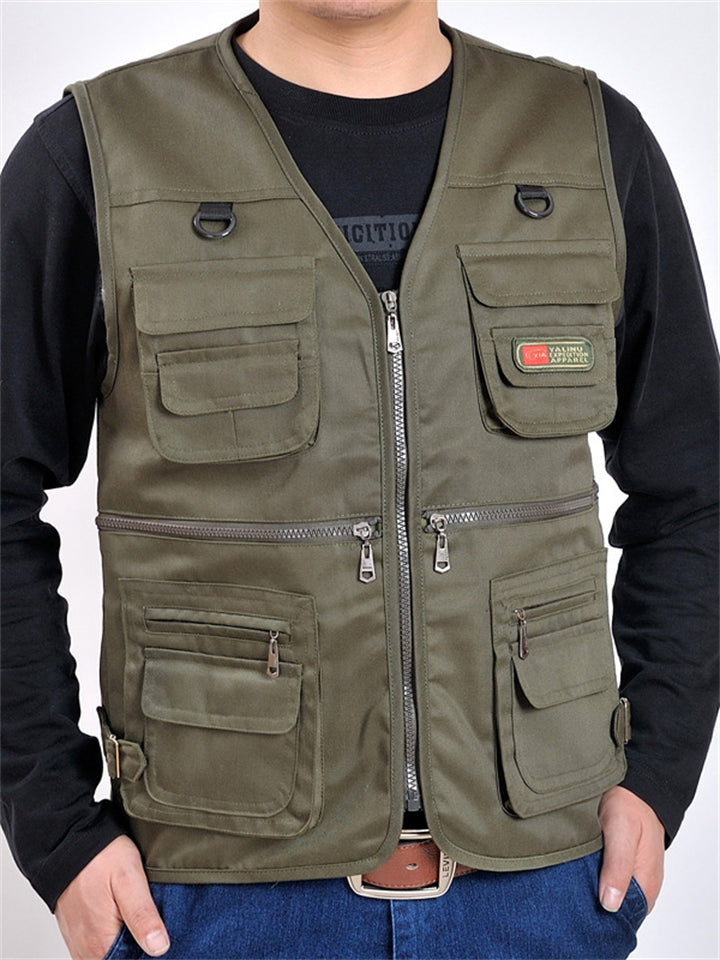 Men's Casual Multi Pockets Sleeveless Vest Jacket