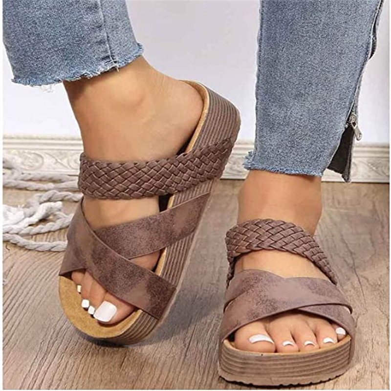 Women's Casual Cross Strap Thick Sole Fisherman Sandals