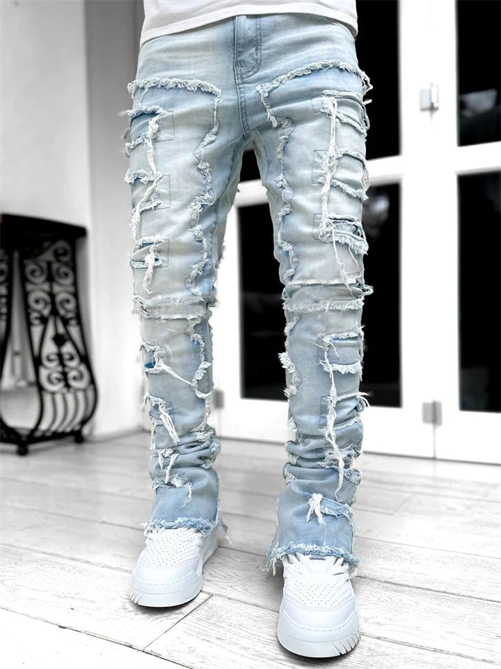 Men's Fashion Street Style Stacked Jeans