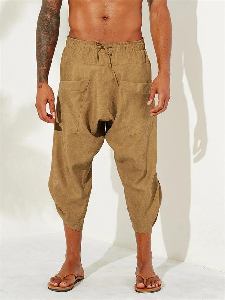 Men's Summer Comfy Calf-Length Harem Linen Pants