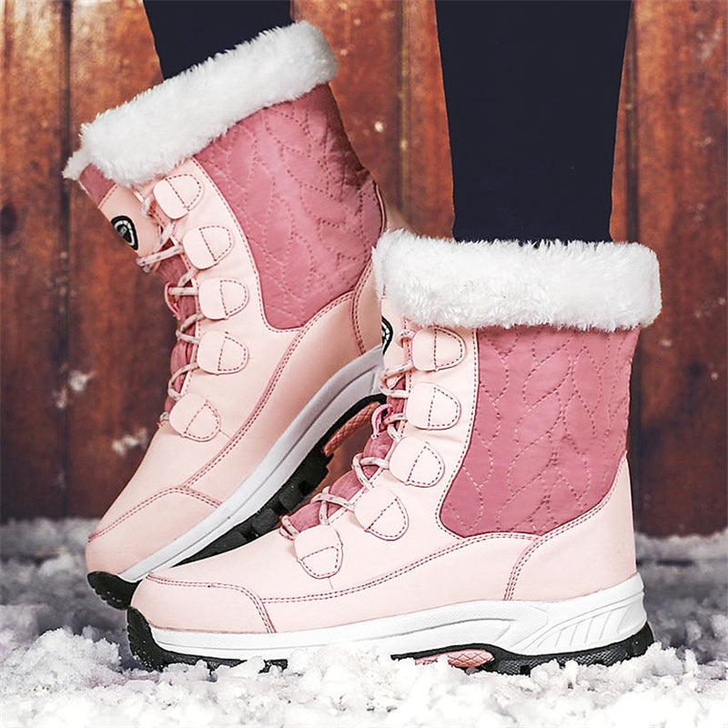 Winter Warm Fur Lined Waterproof Plus Size Snow Boots for Women