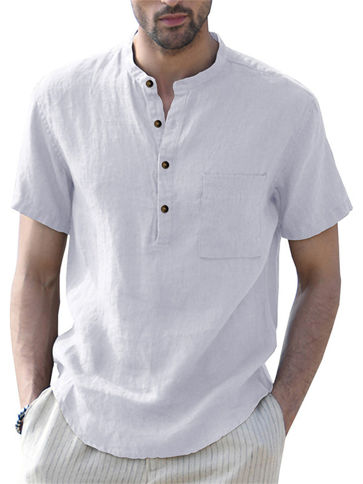 Summer Cotton Linen Men's Popover Shirt