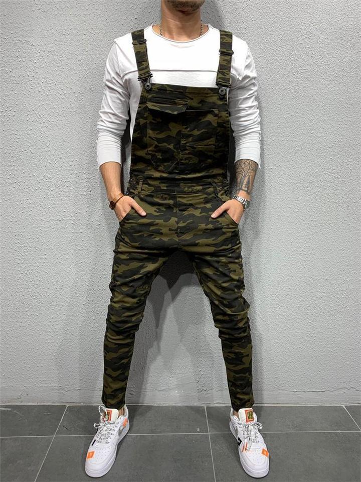 Men's Fashion Slim Fit Bib Work Wear Denim Jumpsuit with Pocket