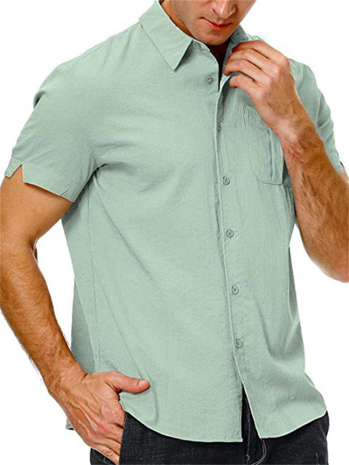 Men's Summer Daily Lapel Short Sleeve Button Down Shirts