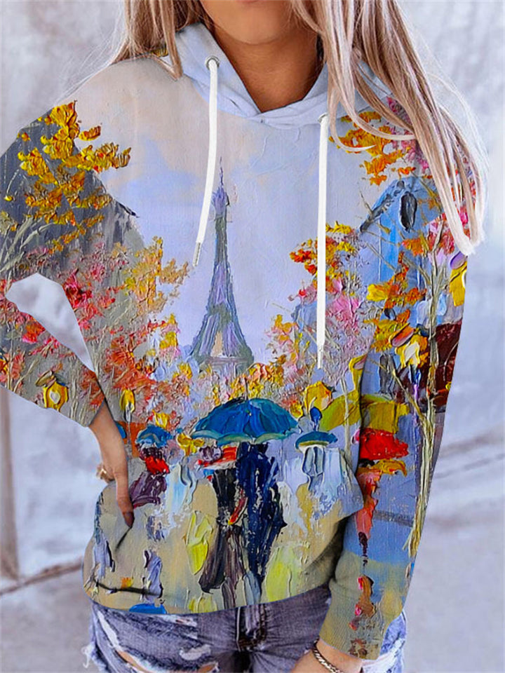 Fashion Oil Painting Printed Hoodies for Women