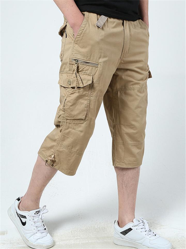 Mens Casual Outdoor Cropped Cargo Pants With Pockets