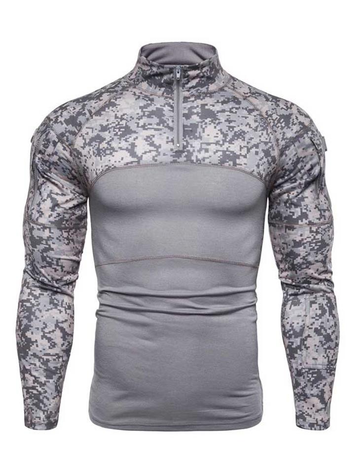 Outdoor Tactical Camo Side Zipper Long Sleeve T-Shirts