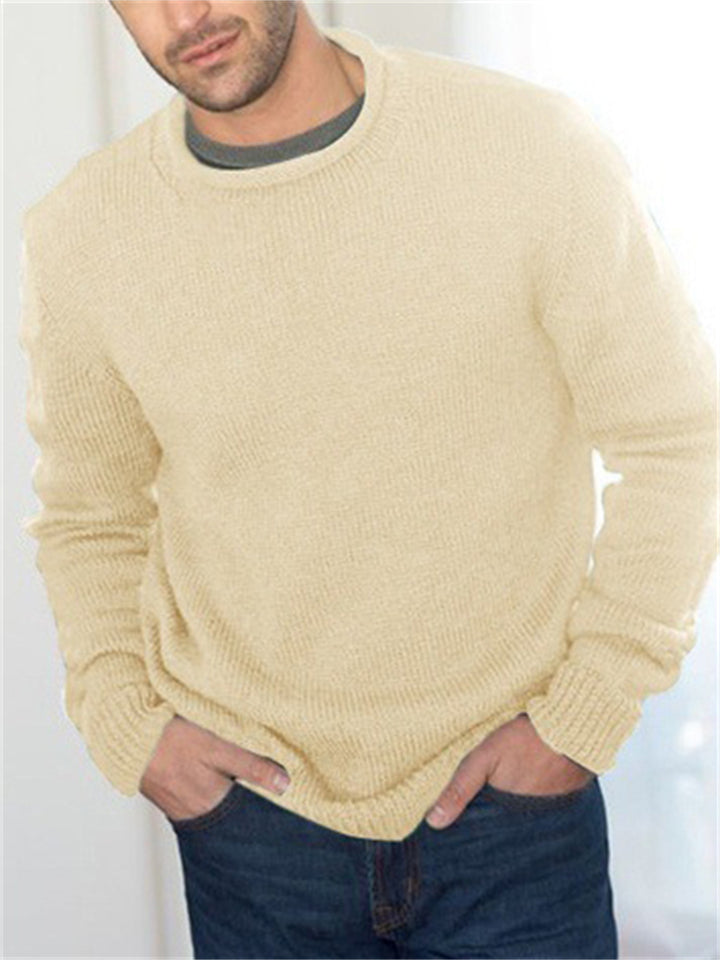 Men's Spring Autumn Simple Comfortable Round Neck Knit Sweaters