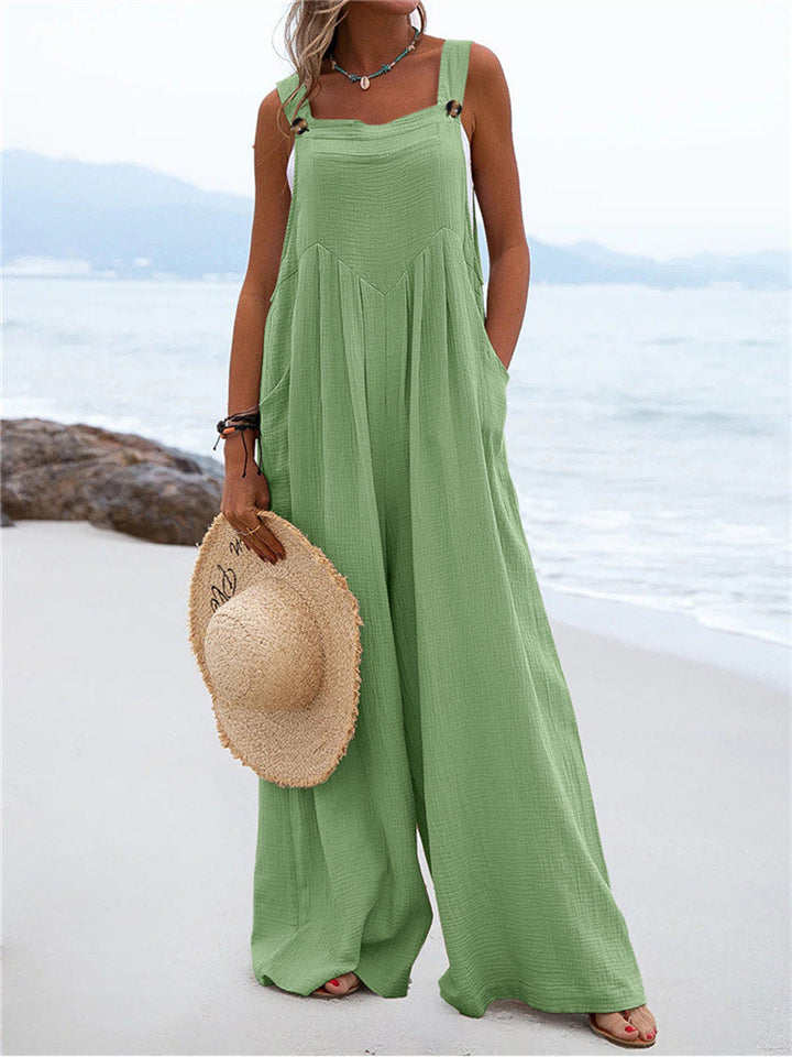 Fashion Solid Color Wide Leg Jumpsuits For Women