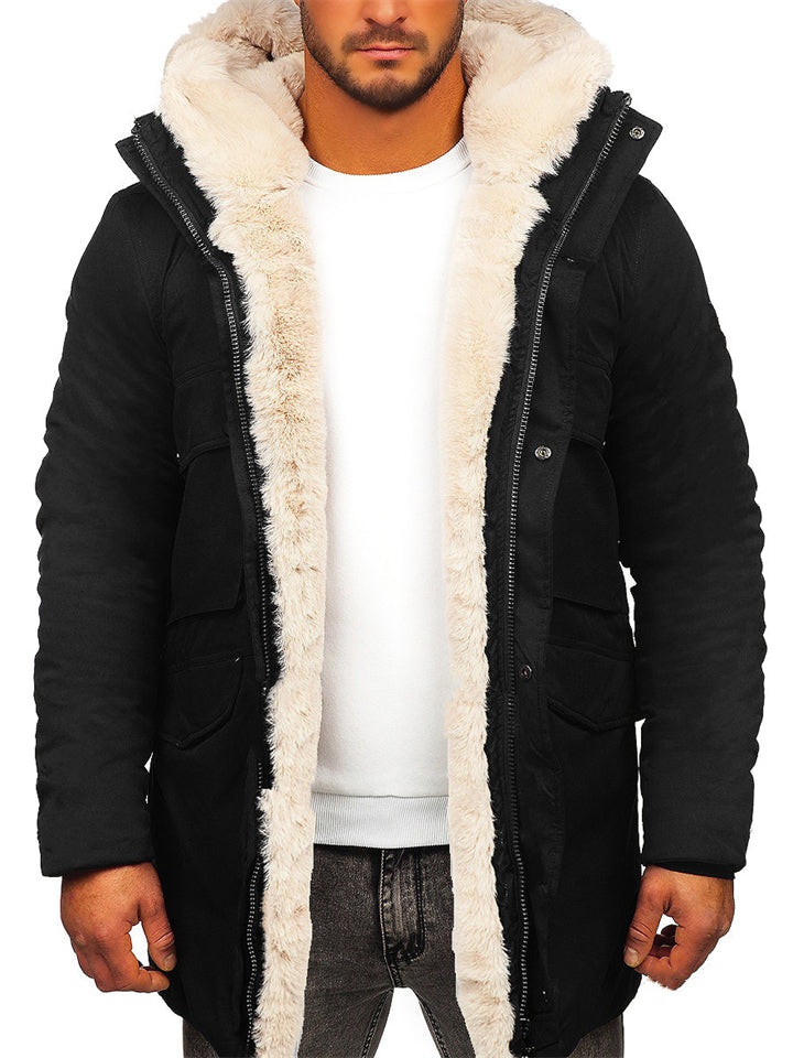 Men's Casual Hooded Thicken Warm Short Plush Zipper Coats
