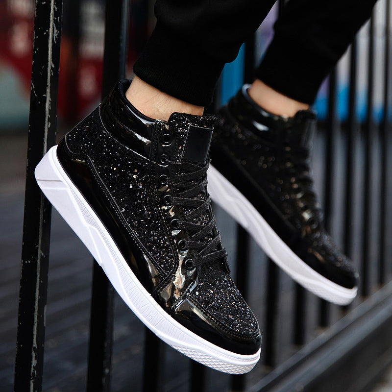 Men's Personality Casual High-top Sequins Martin Boots