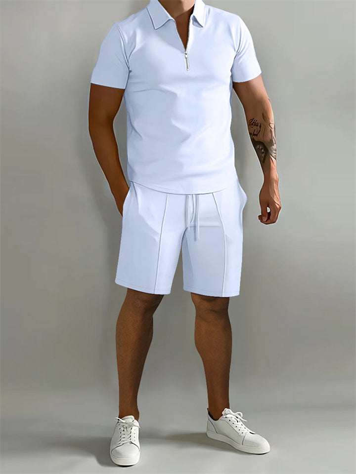 Men's Casual Sport Loose Short Sleeve Polo Shirt Sets 