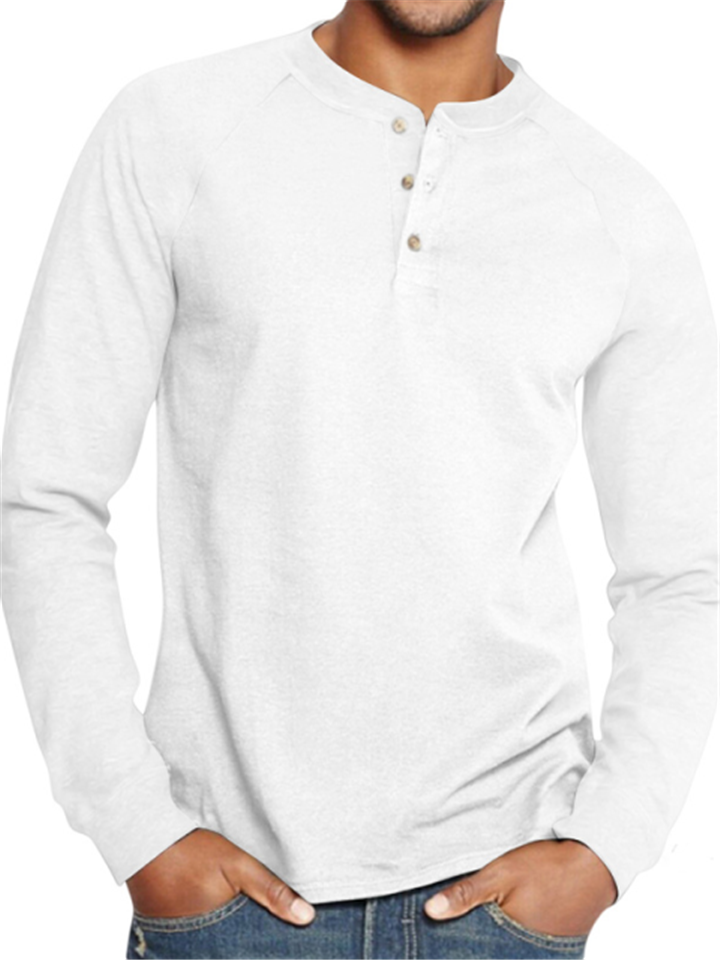 Men's New Casual Simple Style Long Sleeve Contrast Color T-Shirt