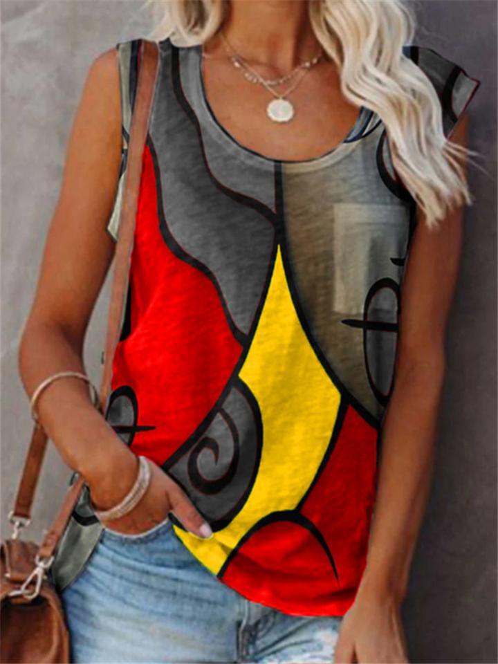 Women's Laid-Back Patchwork Abstract Print Vest