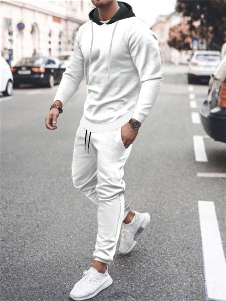 Fashion Comfy Long Sleeve Hooded Sporty Outfit Sets for Men