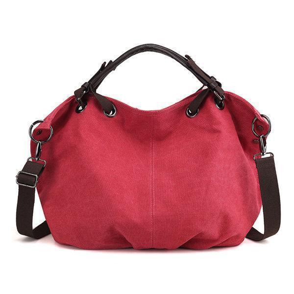 Women's Retro Large Capacity Handbag Solid Portable Crossbody Bag