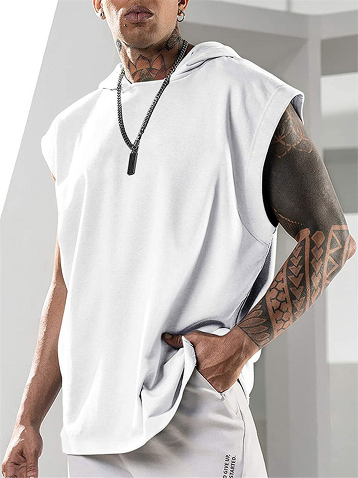 Cool Hip-Hop Pullover Sleeveless Loose Cropped Hoodie Men