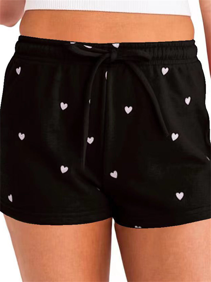 Women's Holiday Cute Loving Heart High Waist Casual Shorts 