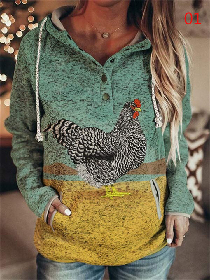 Casual Pullover Animal Print Ladies Hoodies