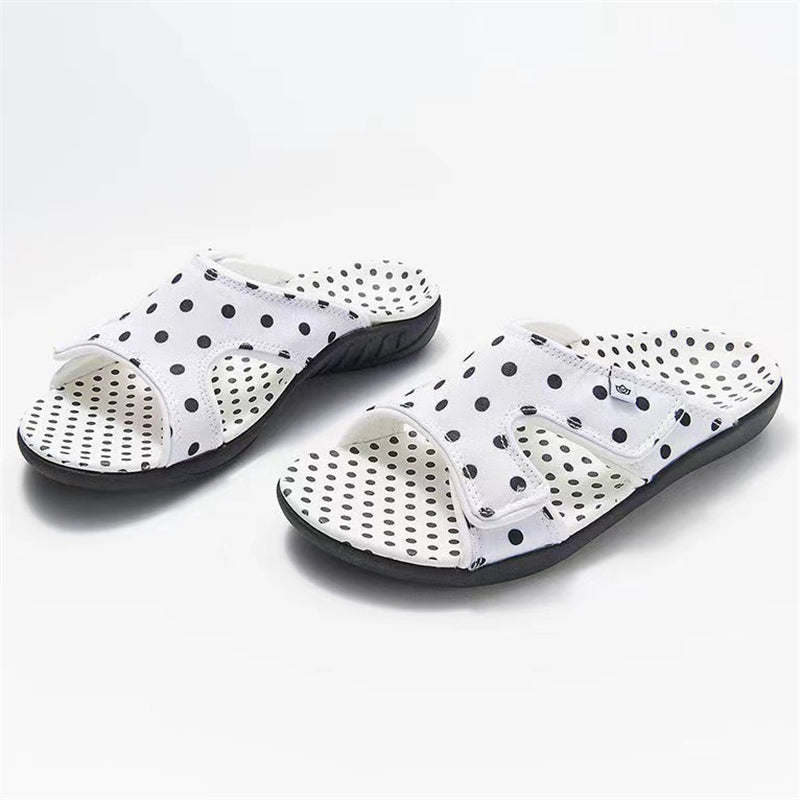 Summer Retro Polka Dot Flat Bottom Slippers for Women