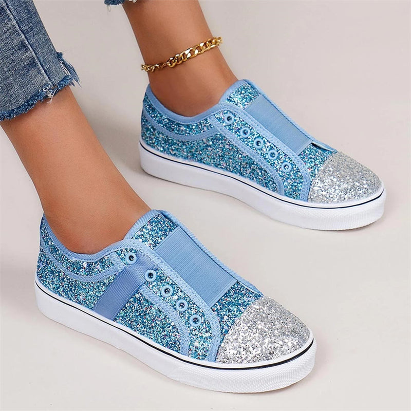 Sequined Patchwork Slip on Flat Sneakers for Women