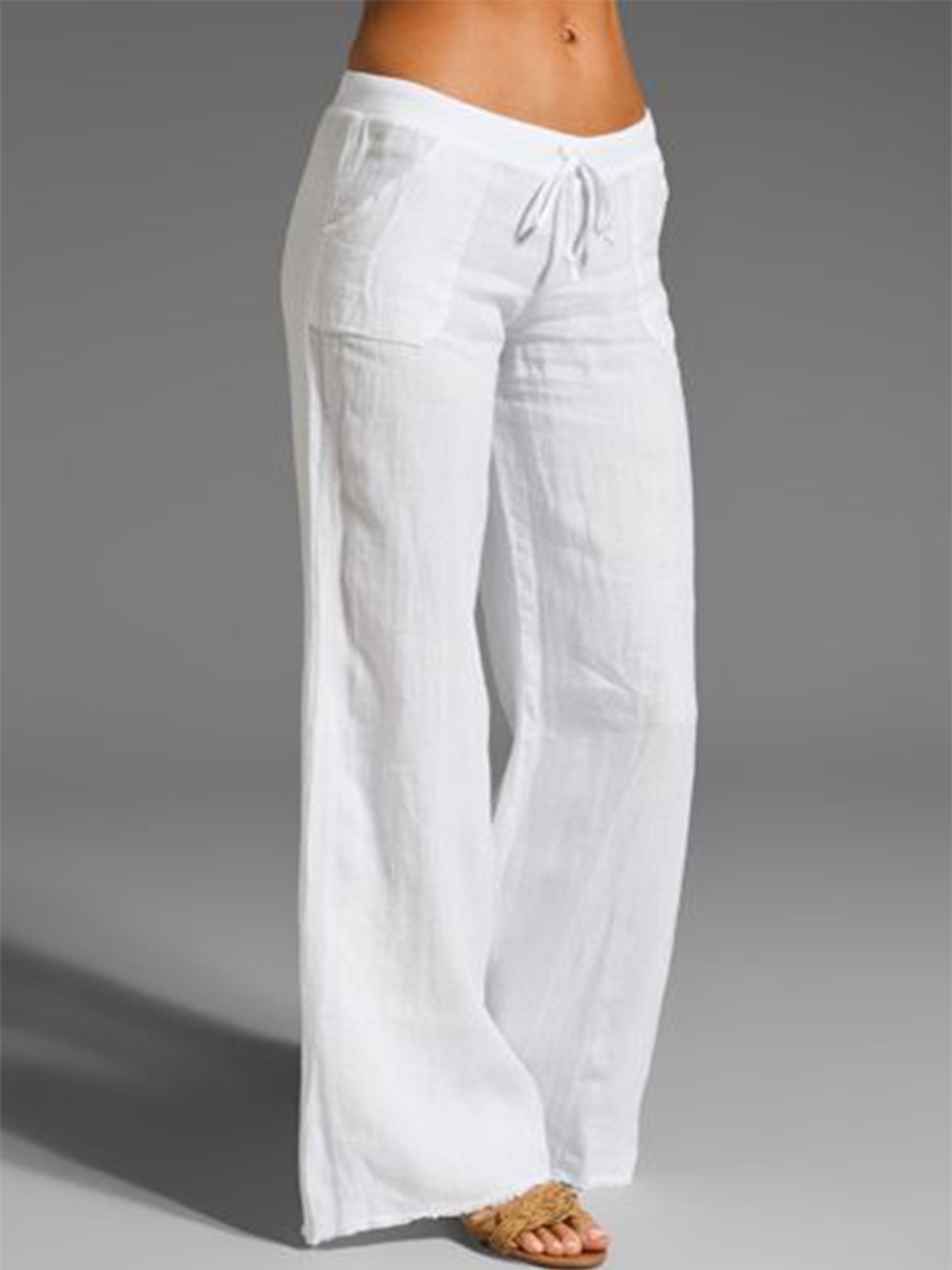 Women's Comfy Wide Leg High Waist Cotton Linen Pants