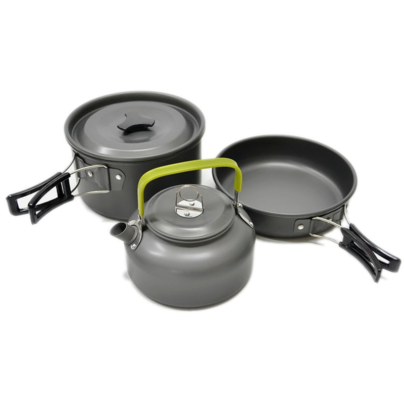 Portable Non-stick Aluminum Alloy Camping Cookware Outdoor Cooking 3pcs/set