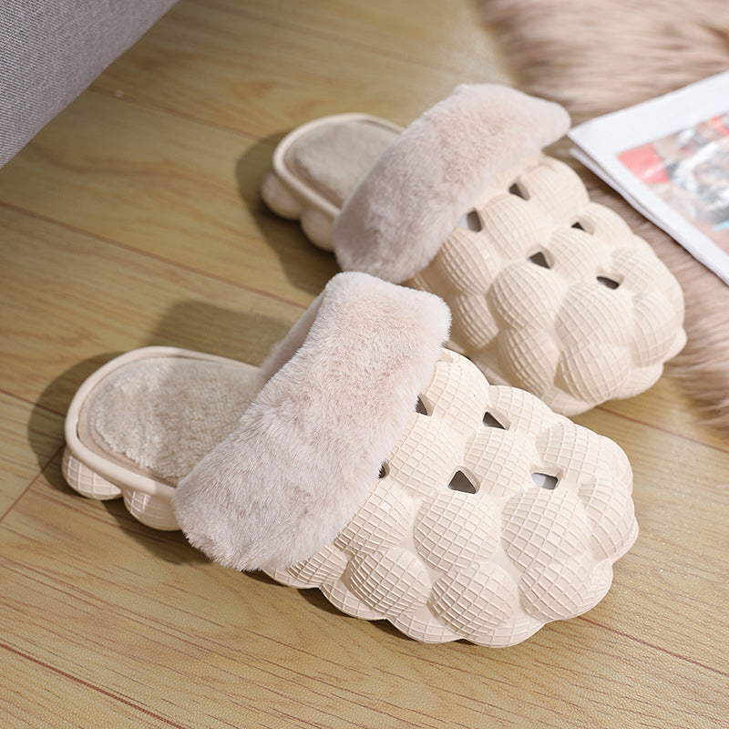Men Women Round Toe Bubble Slippers with Fuzzy Cushion